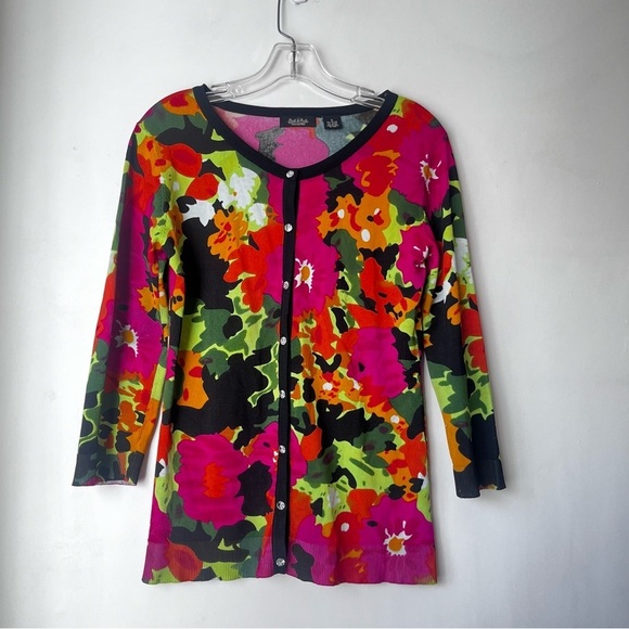 Peck & Peck Multicolor Floral Cardigan - Picture 1 of 3